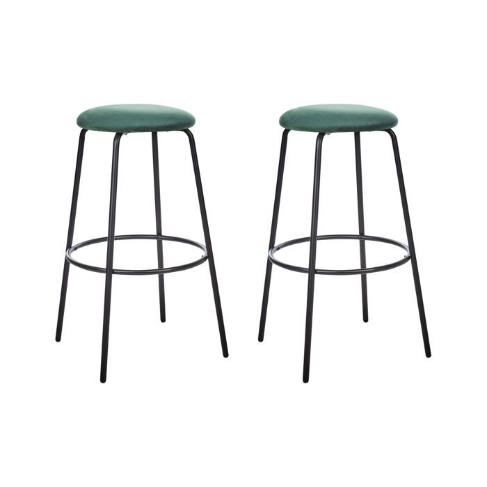 Lot de 2 chaises de bar MORTON Velours Vert émeraude