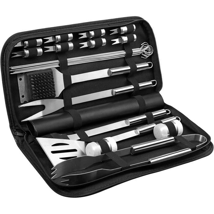 Ustensiles Barbecue 4 En 1 Spatule Inox Avec Manche Bois - Multifonction Grattoir Scie Décapsuleur