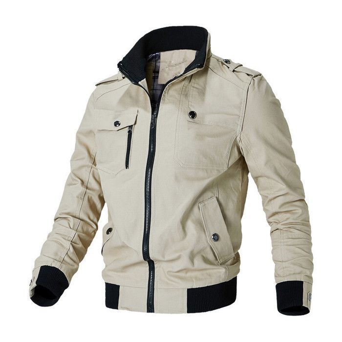 Blouson de Cycliste Homme Hiver Automne Veste de Cycliste Marque Luxe Sports Slim Veste Pour Homme - Kaki