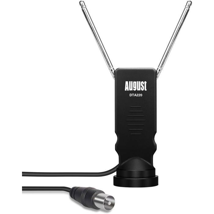 Antenne TV Intérieure DVB-T/T2 HD 4K 1080P - 150 Miles - Base Magnétique + Câble 3m - Réception 360°