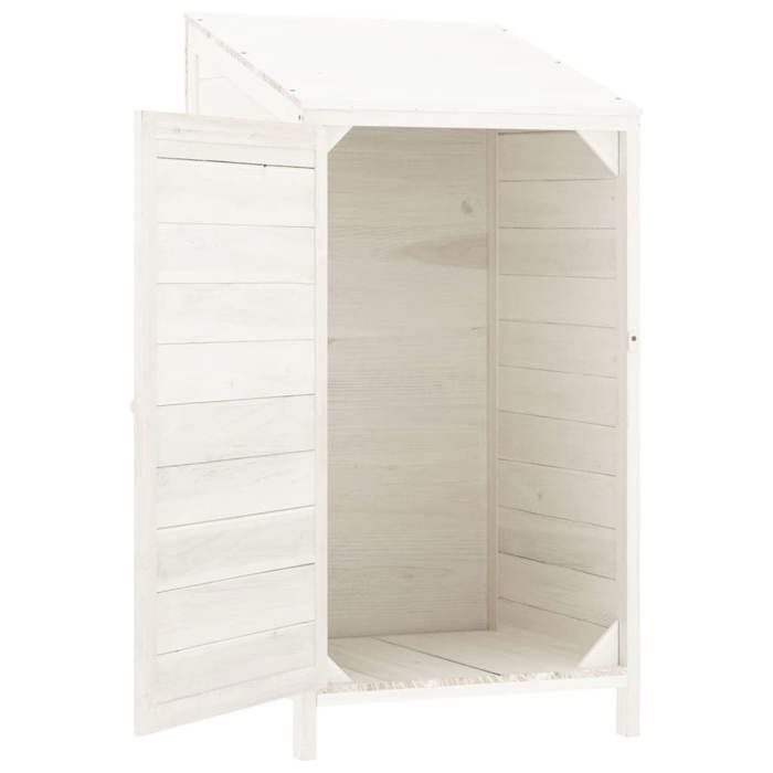 Remise de jardin en bois - WIENS - Blanc - 55x52x112 cm - Bois massif de sapin - Grand espace de rangement