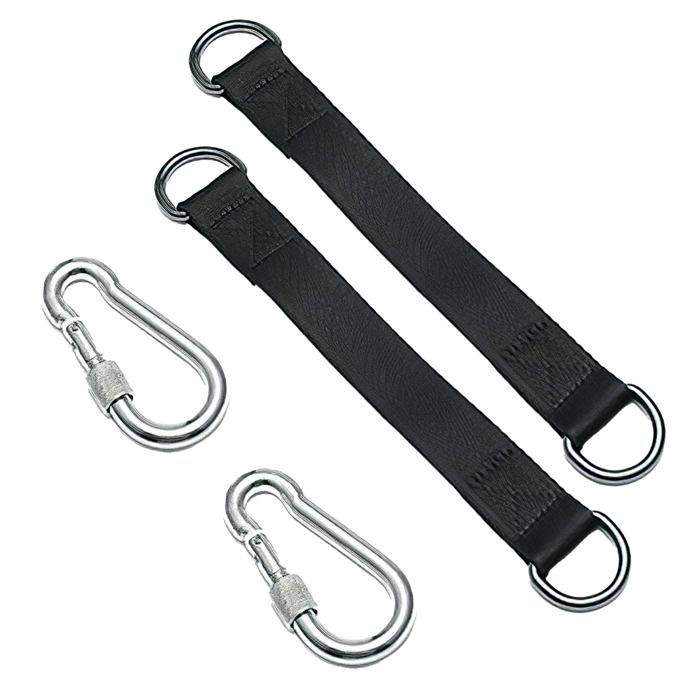 Sangles hamac balancoire - 1 pièce nylon D-ring 2 mousquetons 400kg max - Convient pour hamacs balancoires jardin Étiquette