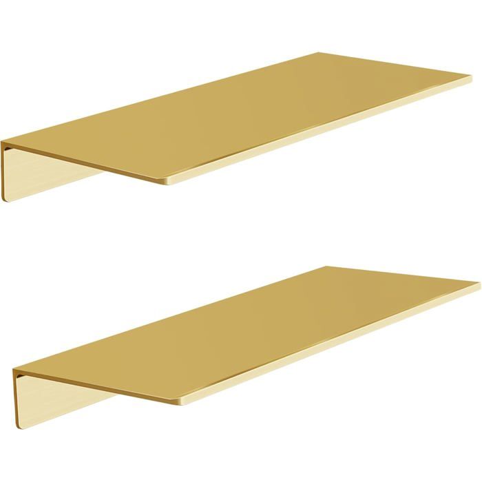 Étagère Murale Métal Doré - - Design Moderne - Pour Salon Chambre Salle de Bain - Lot de 2 (30x12 cm)