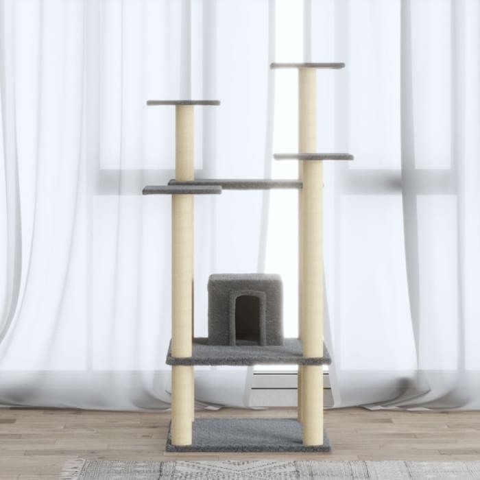 Arbre à chat avec griffoirs en sisal - vidaXL - Gris clair - 110 cm - 60 5x60 cm - Maison 22x22x22 cm Arbre à chat avec griffoirs en sisal - vidaXL - Gris clair - 110 cm - 60 5x60 cm - Maison 22x22x22 cm