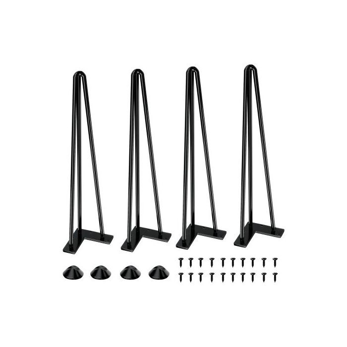 Pieds de table - Épingle à cheveux - 51 cm - Acier au carbone - Lot de 4