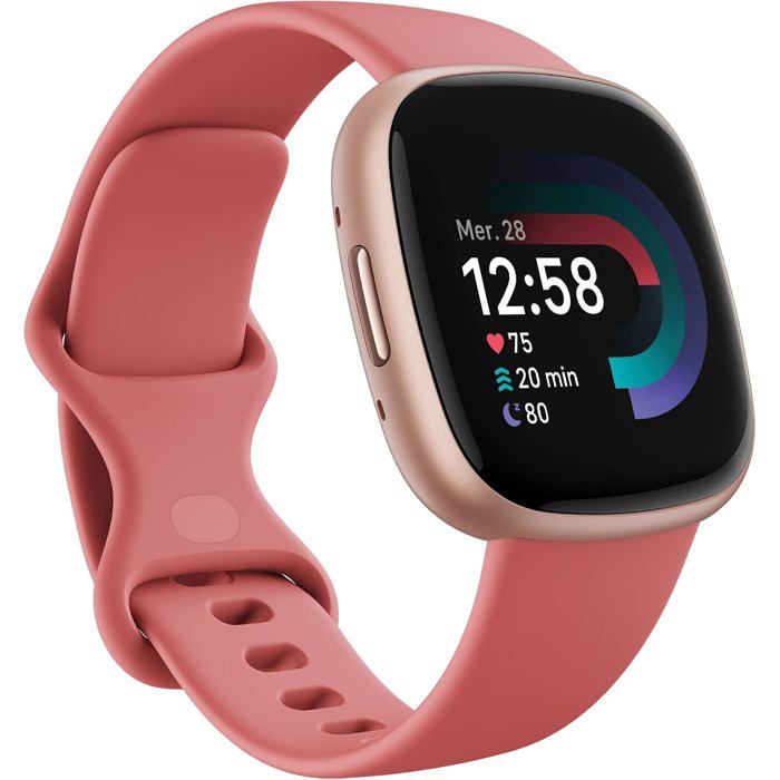Google Versa 4 Montre Connectée Sport GPS 6J Batterie Ios/Android Sable Rose/Aluminium Cuivré
