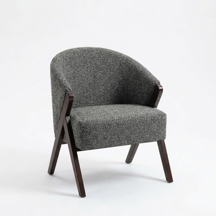 Fauteuil lounge compact - LUNSY - Design discret - Assise profonde et rembourrée - Structure en bois - Pieds robustes
