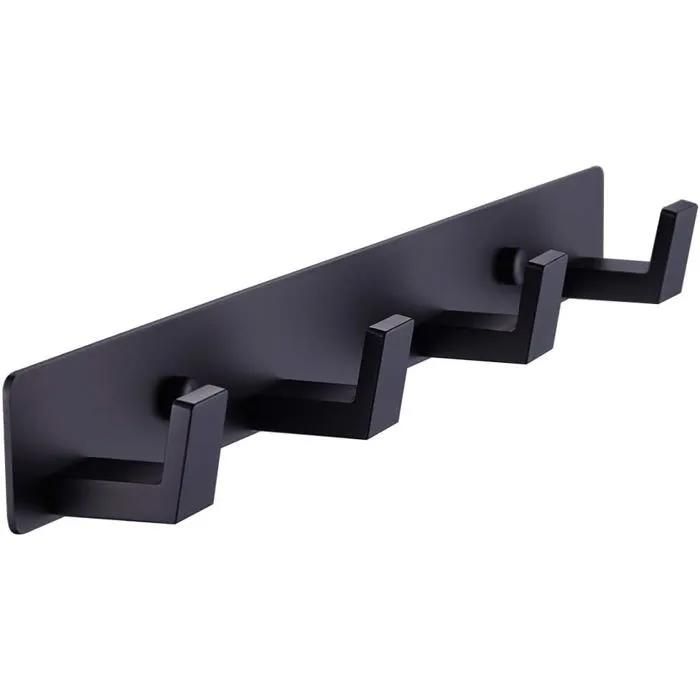 4 Crochets Porte-Serviettes Noirs Mats En Acier Inoxydable 304 À Visser Robustes Pour Salle De Bain Cuisine Chambre Et Salon