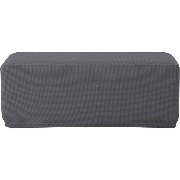 Élasticité Housse de Pouf Ottomane Housse de Tabouret Housse de Pouf Rectangulaire Housses de Repose-Pieds (Gris foncé)