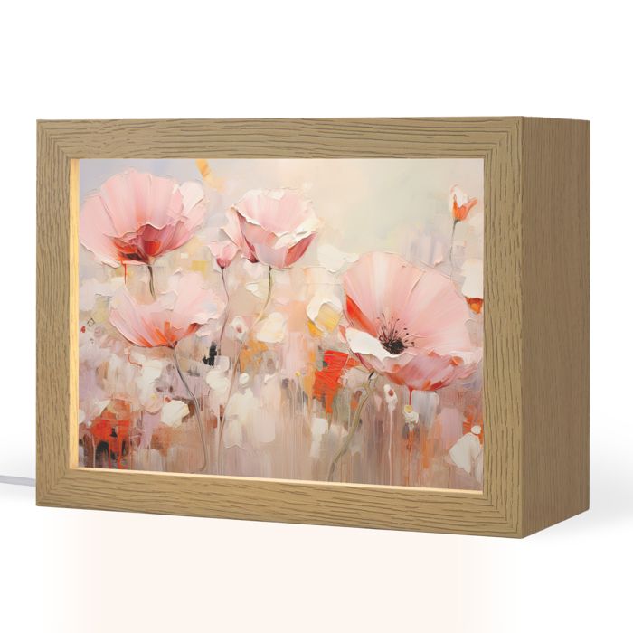Lampe de Table LED - Lampe de Chevet - Motif Fleurs - Aquarelle - Rose - Abstrait - Art 20x15 cm Couleur Anthracite - OnlyWow