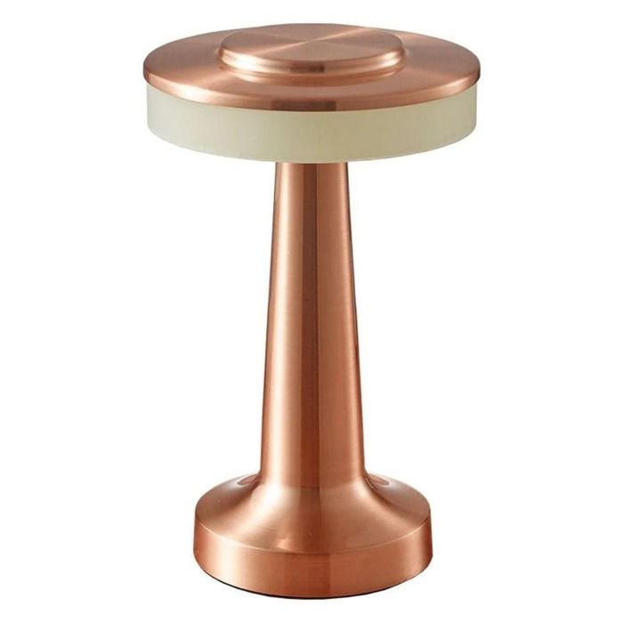 Lampe-De-Chevet-Tactile LED Sans-Fil Rechargeable 1800mAh 3-Couleurs Gradation-Continue pour Chambre Salon Restaurant - Bronze