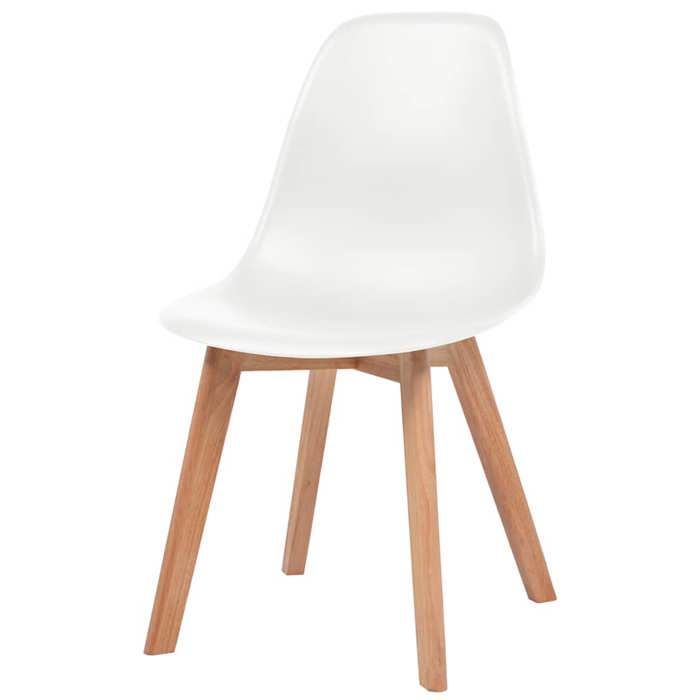 BEAU Chaise siège - Chaises à manger - lot de 6 - Blanc - Plastique - 46x51x82 cm - pieds en bois - pour cuisine[93523]