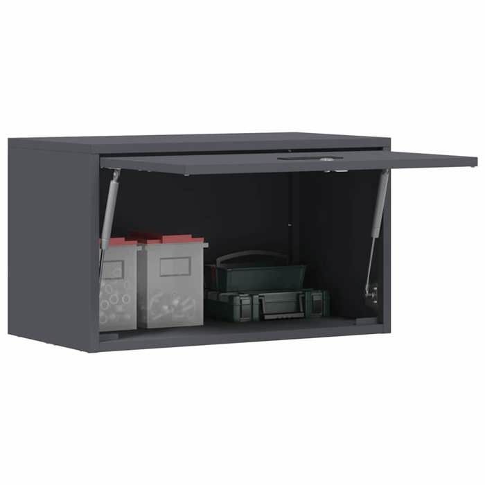 1441 Meuble rangement - Armoire murale pour garage - Anthracite - 60x33x35 cm - serrures intégrées