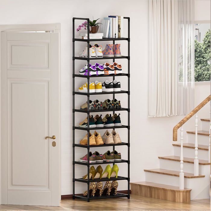 Étagère à Chaussures 10 Niveaux Gain de Place Organisateur de Chaussures Grande capacité pour 20-25 Paires Armoire à Chaussures