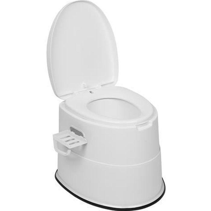 Toilette portable, Capacité de 5L, supporter 200 KG, WC Toilettes de Camping, avec Siège mobile, Facile à Nettoyer - Blanc