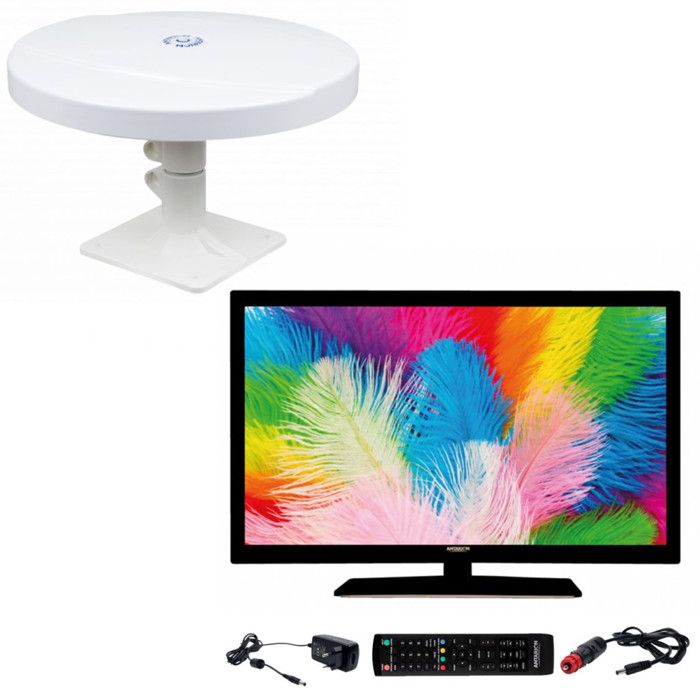 Pack tv led 22"" 55cm t&eacute;l&eacute;viseur full hd 12v + antenne tnt omnidirectionnelle