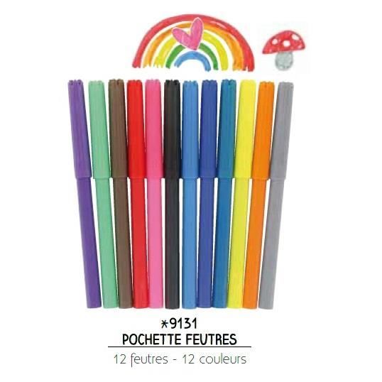 Crayons feutre 12 pièces, longueur 13,5 cm, diamètre mine 2 mm
