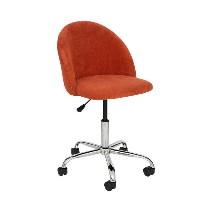 atmosphera - chaise de bureau en velours côtelé terracotta et pieds en métal