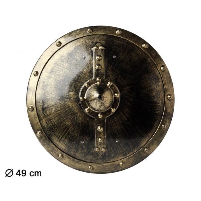 Bouclier médiéval ATOSA - Ø49 cm - Doré avec écusson de lion