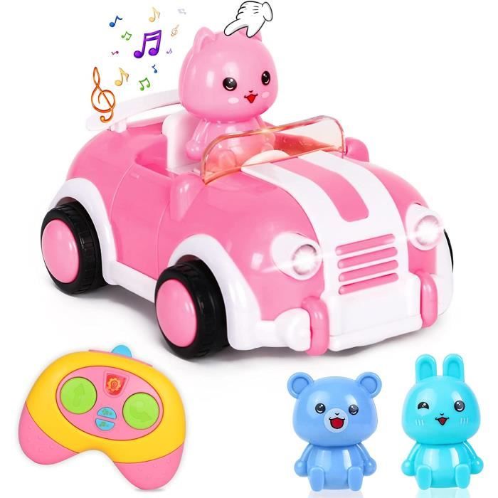 Thedttoy Voiture télécommandée, jouet pour fille de 2 ans, avec télécommande,  cadeau d'anniversaire pour fille et garçon de 2, 3, 4, 5 ans et plus, rose  : : Jouets