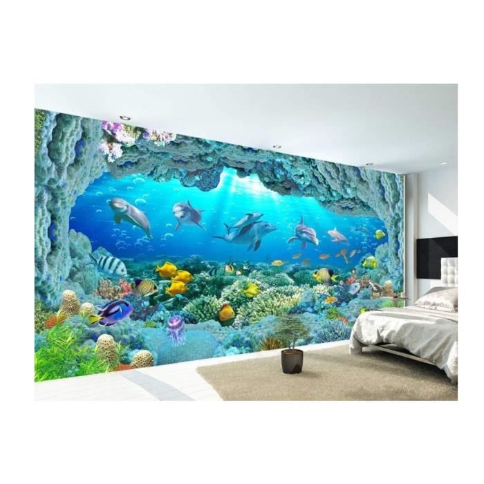 3D Fleurs De Koi En Relief Porte Papier Peint Auto-Adhésif Porte