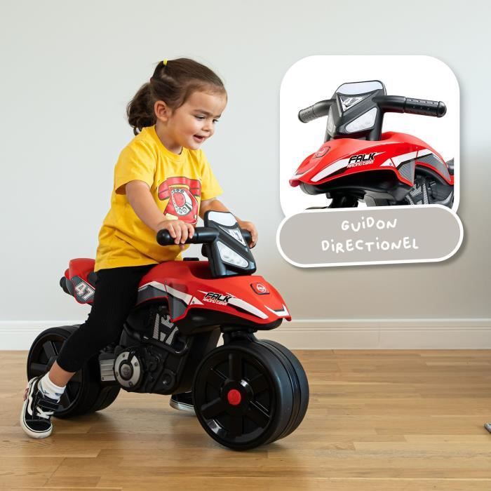 Draisienne Moto Racing Team - FALK - Larges roues et Guidon directionnel - Fabriqué en France - 40% de plastique recyclé - Dès 2 ans