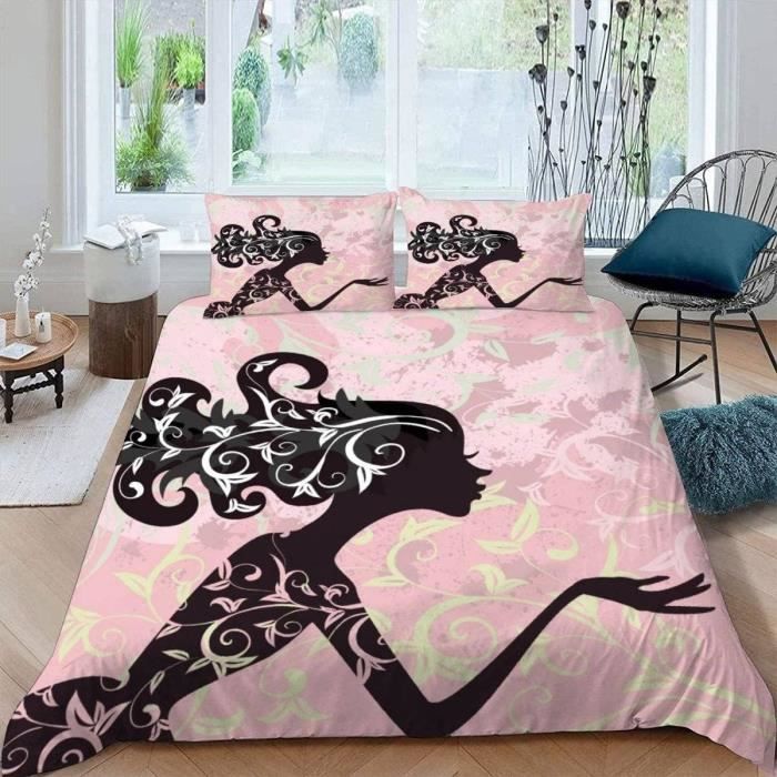 Parure De Lit 140X200 Enfant Fille Glamour 3 Pièces 3D Impression