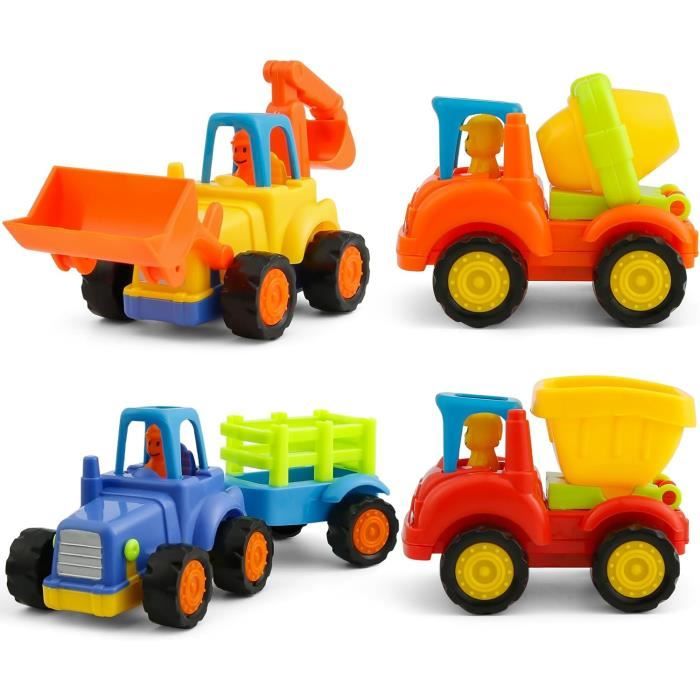 Voiture Jouets pour Bebe 1 2 3 an 4 Pcs Petite Voiture Jouet avec Tracteur Bulldozer Camion Benne et Camion toupie Cdiscount Jeux Jouets