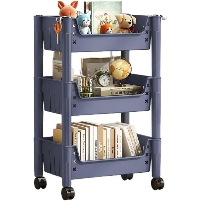 Chariot Utilitaire Roulant Avec Poignée Verrouillable, Chariot De Cuisine, Vitesse Multifonction, 3 Niveaux, Adapté Pour La Cuisine, La Chambre à Coucher