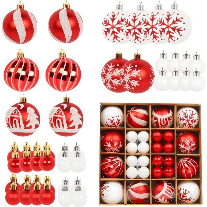 Lot De 44 Boules De Noël : Décoration De Sapin De Noël En Plastique 