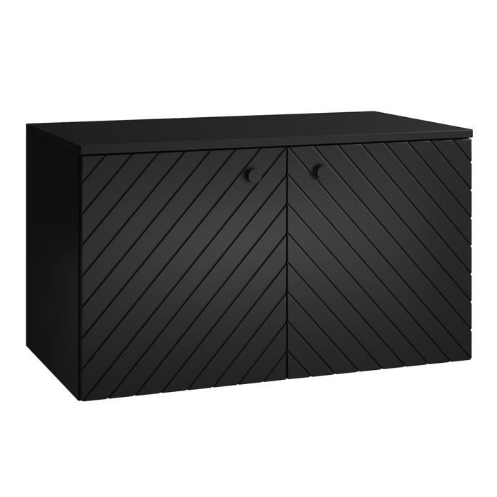 Buffet bicolore en bois - 4 portes - 3 compartiments ouverts - 80x40x185 cm - Blanc et Noir