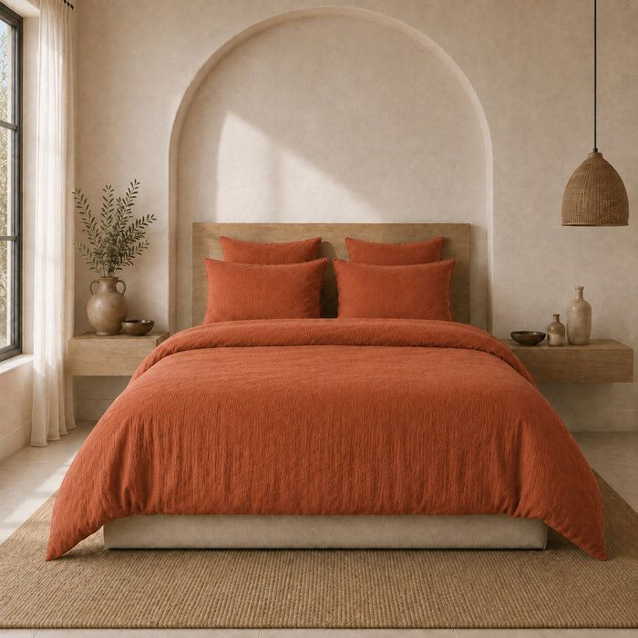 Parure de couette 3 pcs 260x240 100% gaze de coton lavé safran minéral