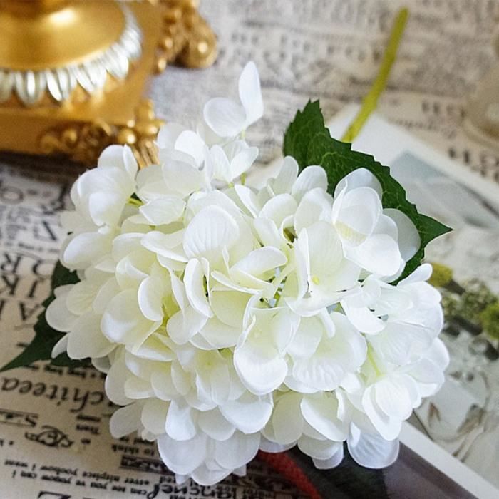 Version Blanc - Fleurs Artificielles Pas Cher Soie Hortensia Mariée Bouquet  De Mariage #20 - Cdiscount Maison