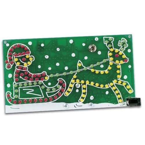 KIT ELECTRONIQUE PERE NOEL AVEC TRAINEAU ET CERF 126 LED CLIGNOTANTES A