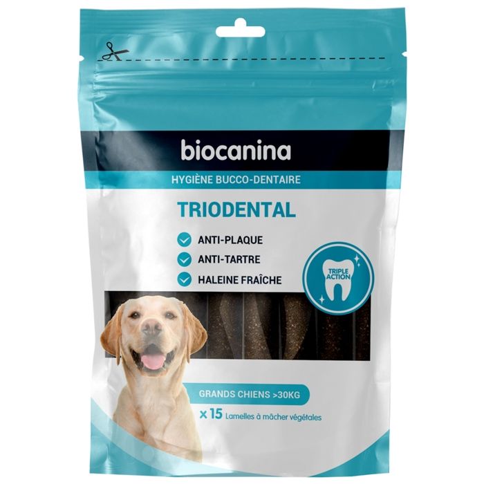 Comparer les prix de Complément alimentaire BIOCANINA Triodental pour hygiène bucco-dentaire des grands chiens - 15 unités