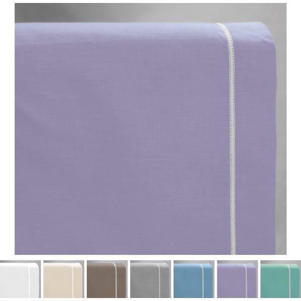 Drap Plat 240x300 Cm Bleu Indigo - 100% Coton 57 Fils/cm² - Label OEKO-Tex - Lavable Machine