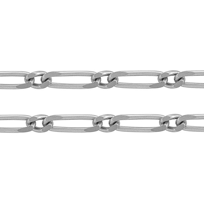 Chaine épaisse homme maille figaro 60 cm en argent 3mm - Modèle : chaine homme maille figaro