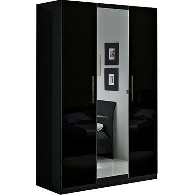 Armoire 3 Portes Avec Miroir Central Noir Laque Achat Vente