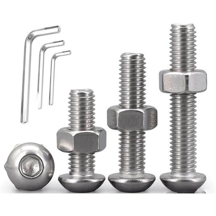 M3x14mm Filetage Bouton à 100Pcs Boulon vis hexagonale tête