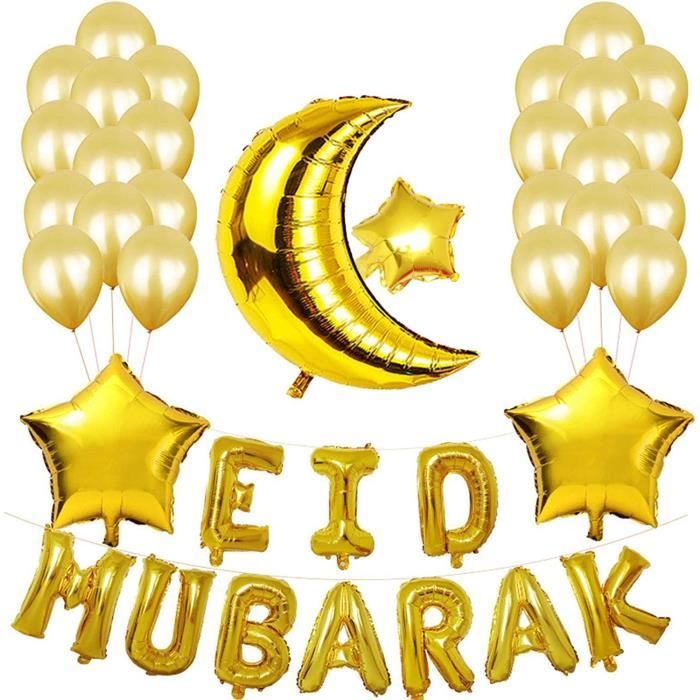 Décoration Ramadan AhfuLife - 12 Pièces Guirlande Étoiles Lune Lanternes - Pour Fête Muslim Aïd Mubarak - Maison Jardin
