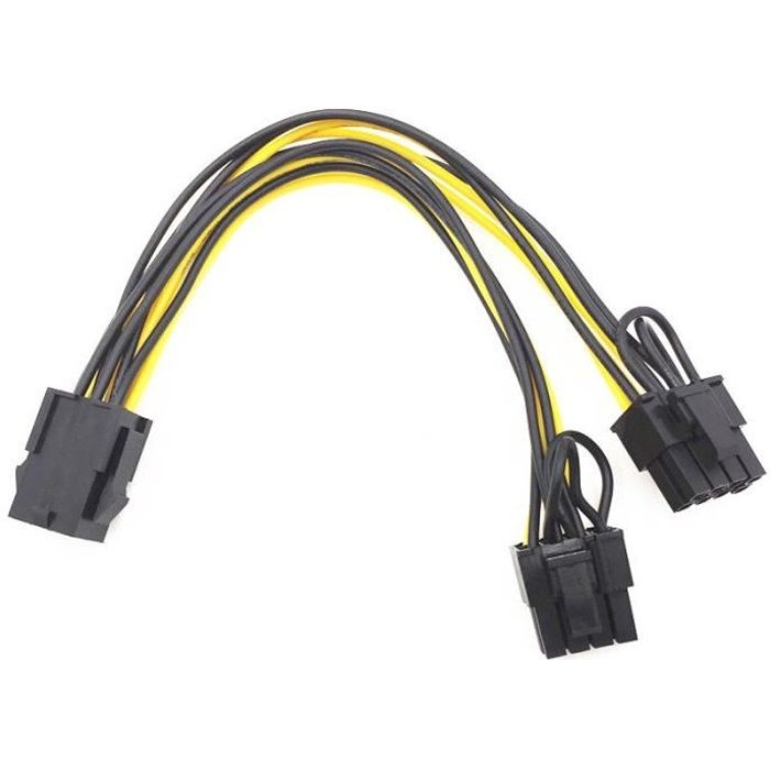 Câble D'Extension Gpu Vga Pcie 8 Broches Femelle Vers Double 8 Broches