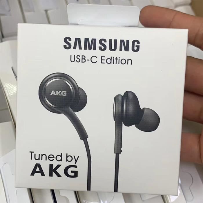 Casque audio Écouteurs HIFI numériques d'origine Samsung AKG DAC USB TYPE C avec micro-télécommande pour Galaxy - black add Box