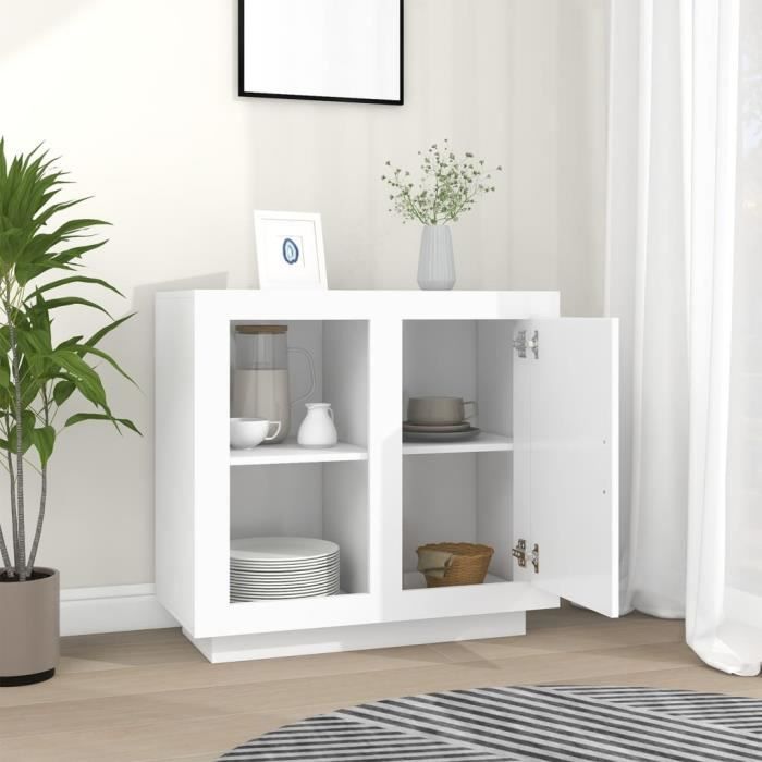 Buffet bas - CHG - Nouveau produit CH0 - Bois dingénierie - 80x40x75 cm - Couleur blanche Buffet bas - CHG - Nouveau produit CH0 - Bois dingénierie - 80x40x75 cm - Couleur blanche