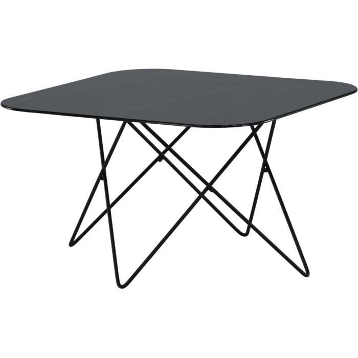 table basse - tristar - carré acier et verre - noir - contemporain - design