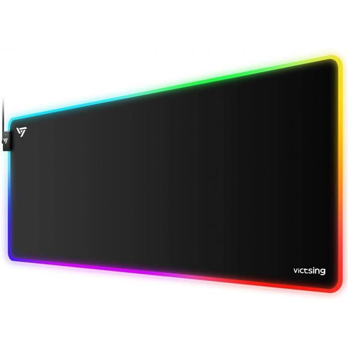 victsing tapis de souris xxl avec retroeclairage rgb grand tapis de souris gamer 800x400x4mm hydroresistant mousepad avec bas en cdiscount informatique