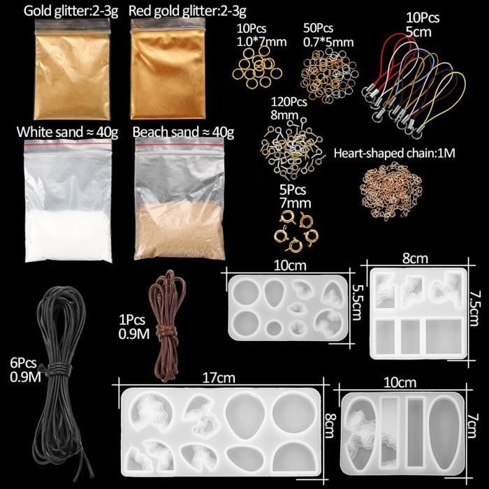 Lot de 4 moules en résine pour briquet avec paillettes décoratives