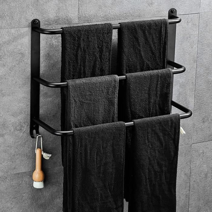 Salle de bain 56 cm rondes en Acier Inoxydable Double Porte-Serviettes Rack Bar Support Chrome