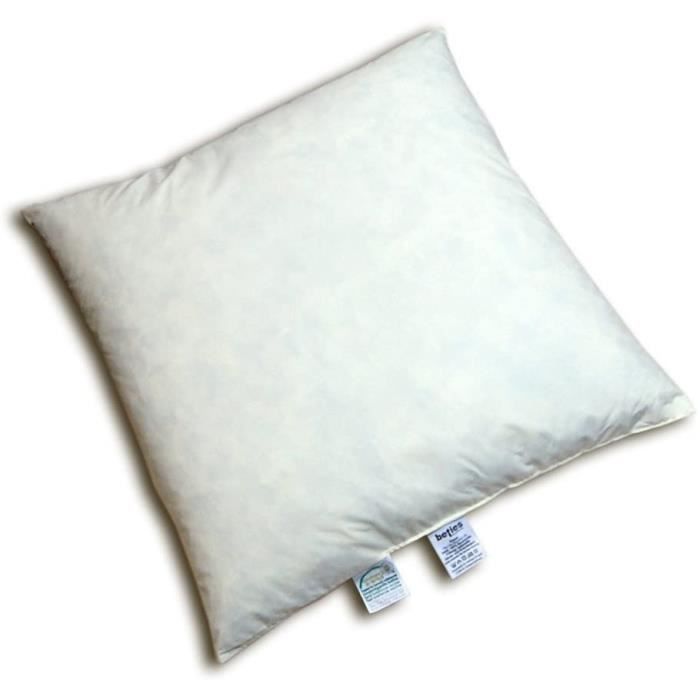 100 /% coton Beties Produit lavable et fabriqu/é artisanalement Oreiller /«/ Publik/ /» en plumes v/éritables 80x80 cm ivoire Couleur cr/ème