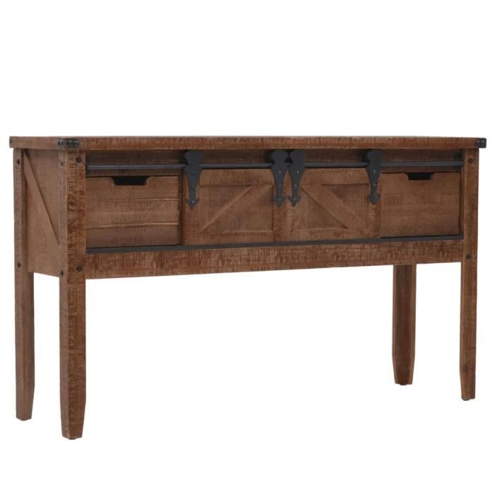 vidaXL Table console Bois massif de sapin 131 x 355 x 75 cm Marron