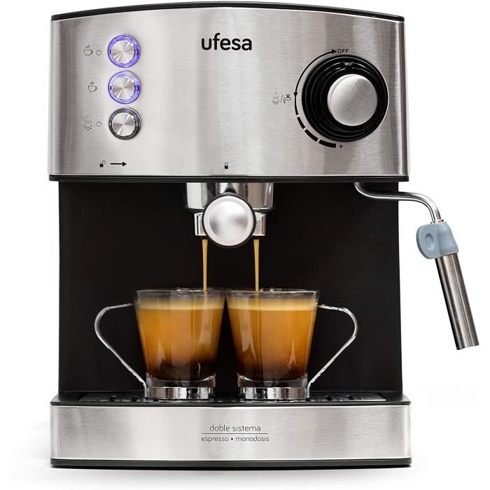 UFESA CE7240 Cafetire Expresso 850 W Rservoir dEau Amovible 16 L 20 bars Acier Inoxydable[136] - Ufesa